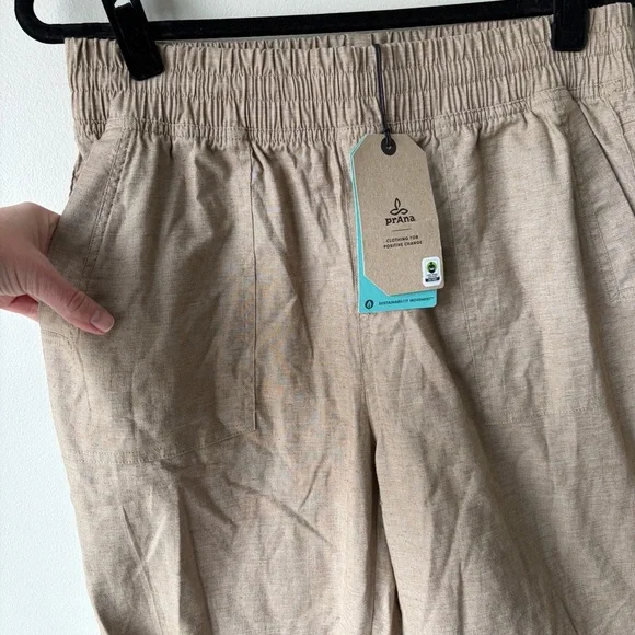 Prana Women's Tan Elastic Waist Jogger Pants - Picture 2 of 10